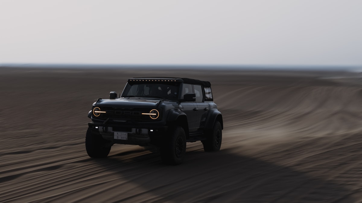 Off-road SUV on a rocky mountain trail